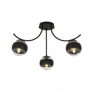 BOSTON 3 Taklampa, Svart/Transparent/svart