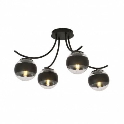 BOSTON 4 Taklampa, Svart/Transparent/svart