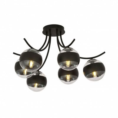 BOSTON 6 Taklampa, Svart/Transparent/svart