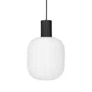 BROSTE COPENHAGEN Lolly taklampa - vitt opalglas och svart aluminium