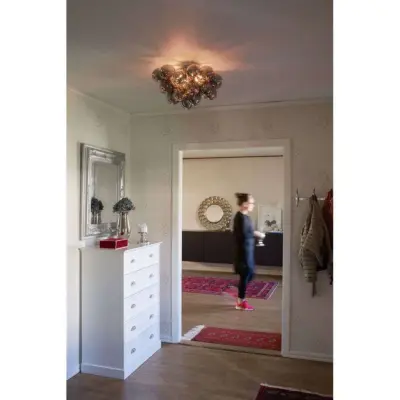 Stor taklampa, rökgrå, glas, metall, Ø 50 cm, G9 – By Rydéns Gross - Vardagsrum - Med flera ljuskällor