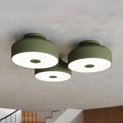 CLARO taklampa, olivgrön, Ø 30 cm metall 4 x E27 SOLLUX LIGHTING - Vardagsrum - Med en ljuskälla