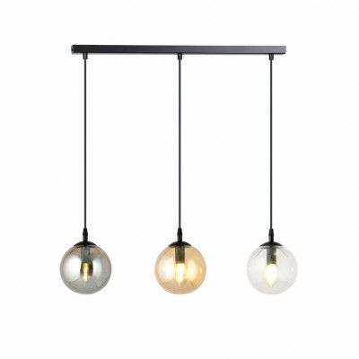 COSMO 3 Taklampa, Svart/Transparent/Grafit/Amber