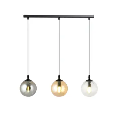 COSMO 3 Taklampa, Svart/Transparent/Grafit/Amber