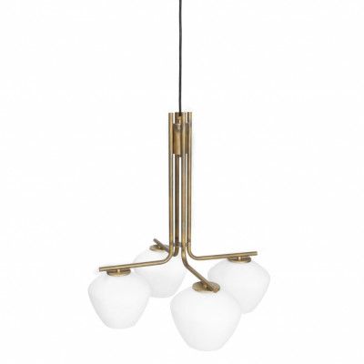 DK 4 taklampa, råmässing/opal 55cm