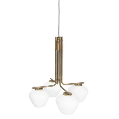 DK 4 taklampa, råmässing/opal 55cm