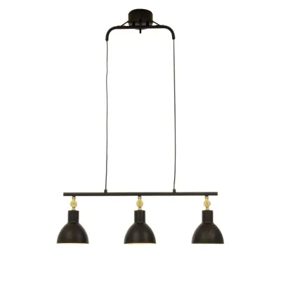 DUBLIN taklampa 3:a, svart/matt mässing