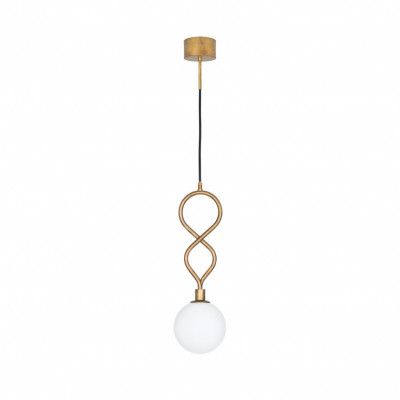 Eld 1 klot taklampa, råmässing/opal