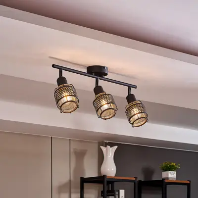 Eudoria 3 Plafond Black/Gold - Lindby - Vardagsrum - Modern - Metall - Med flera ljuskällor