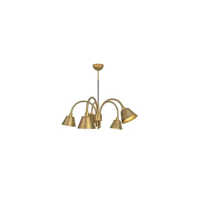 Fång taklampa 5-låg, Rå mässing