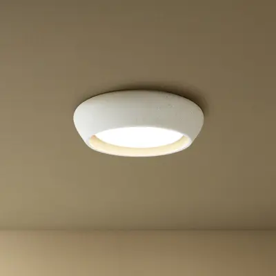 Fjord taklampa, ljusgrå, gips, Ø 28 cm, GX53 – Beacon Beacon Lighting - Vardagsrum - Gips / lera - Rund