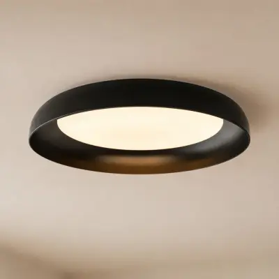 Florie LED-taklampa, metall, svart, Ø 40 cm – Lindby - Vardagsrum - Modern - Plast - Plafond