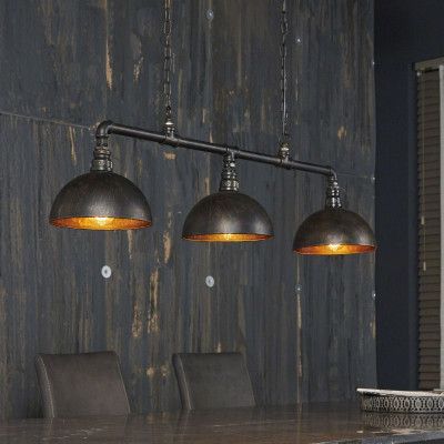 FURBO taklampa, w. 3 lampskärmar - svart metall (108x26)