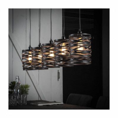 FURBO taklampa, w. 5 skärmar - grå metall