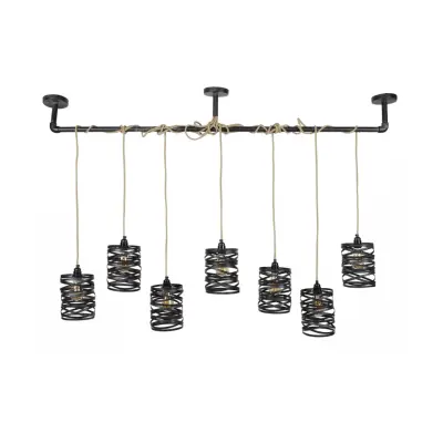 FURBO taklampa, w. 7 skärmar - grå metall