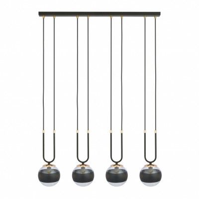 GLAM 4 Taklampa, Svart/Transparent/svart