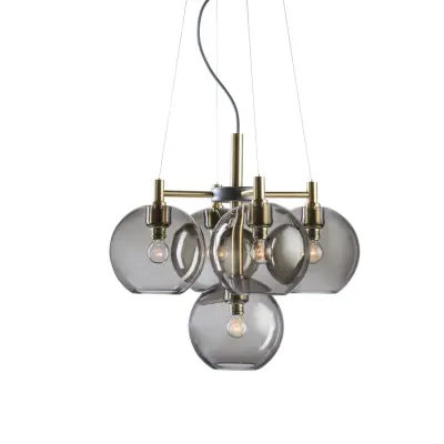 Gloria krona, mässing/rökfärgat glas 50cm