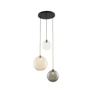 GRAPPO taklampa 3 glas clear, grey, gold
