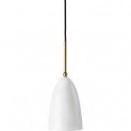 GUBI - Gräshoppa Taklampa Glossy Alabaster White/Brass
