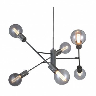 Halo 6 lite taklampa, mattsvart Ø75cm