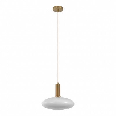 HOUSE NORDIC Chelsea taklampa, elliptisk - vitt glas och mässingsstål