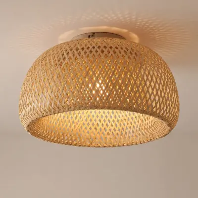 Jadwiga taklampa, bambu, Ø 45 cm, E27, trä – Lindby - Vardagsrum - Skandinavisk - Med en ljuskälla