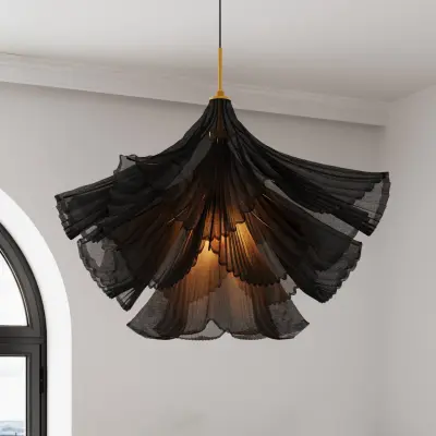Juliette hänglampa, svart, tyll, metall, 75 cm, E27 – By Rydéns - Matsal - Design - Med en ljuskälla