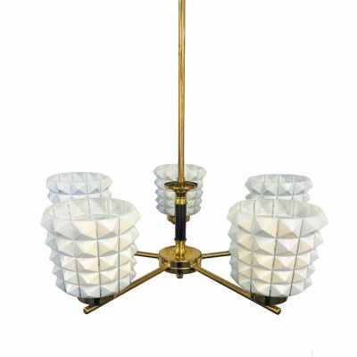 Karl takkrona 5-arm, mässing/opal