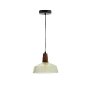 KAVE HOME Silex taklampa i grönt glas och valnöt,ø 40 cm