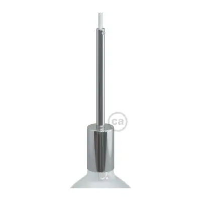 Kit cylindrisk lamphållare E27 i metall med 15 cm lång dravaglastare krom