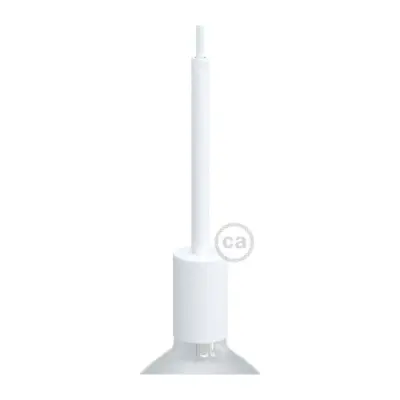 Kit cylindrisk lamphållare E27 i metall med 15 cm lång dravaglastare matt vit
