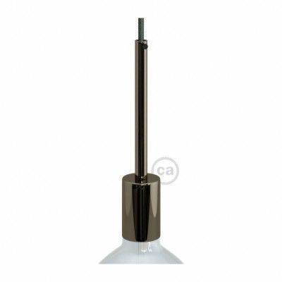 Kit cylindrisk lamphållare E27 i metall med 15 cm lång dravaglastare pärlsvart