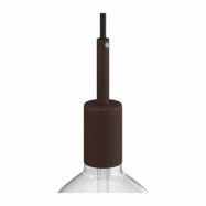 Kit cylindrisk lamphållare E27 i metall med 7 cm lång dravaglastare lackerad mörkrost
