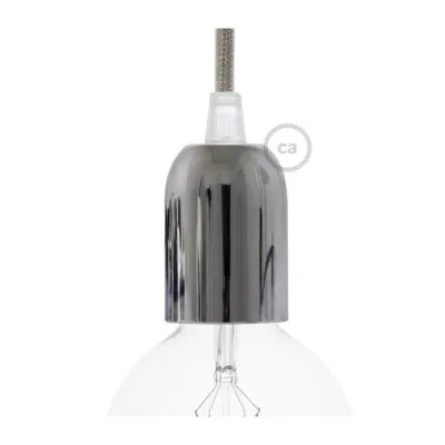 Kit halvsfärisk lamphållare E27 krom