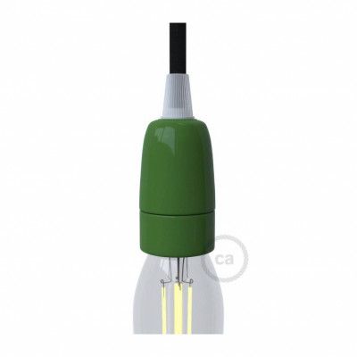 Kit lamphållare E14 i porslin grön