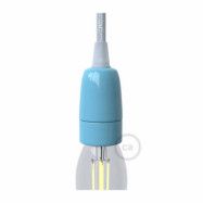 Kit lamphållare E14 i porslin ljusblå