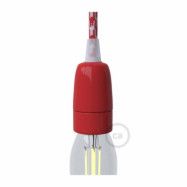 Kit lamphållare E14 i porslin röd