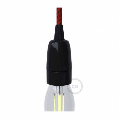 Kit lamphållare E14 i porslin svart