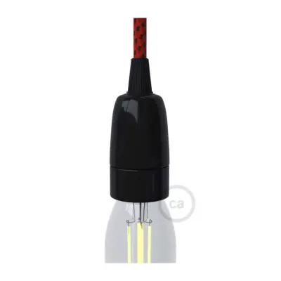 Kit lamphållare E14 i porslin svart