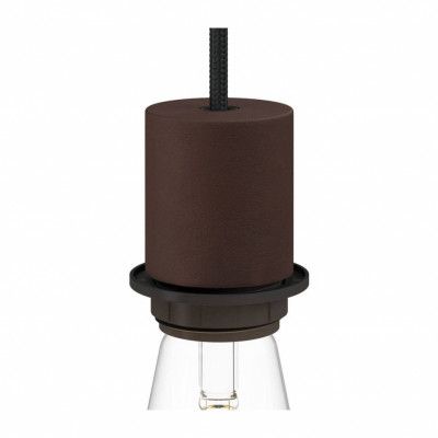 Kit lamphållare E27 halv gängad med dold dragavlastare lackerad mörkrost