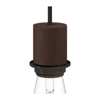 Kit lamphållare E27 halv gängad med dold dragavlastare lackerad mörkrost