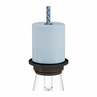 Kit lamphållare E27 halv gängad med dold dragavlastare ljusblå