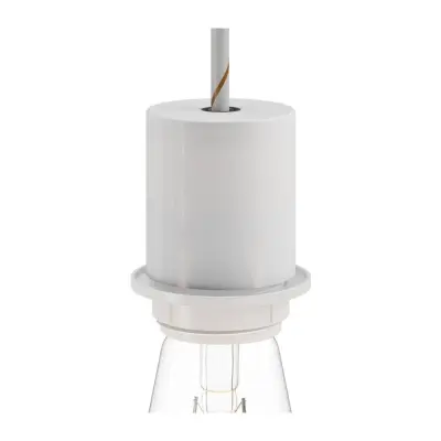 Kit lamphållare E27 halv gängad med dold dragavlastare matt vit