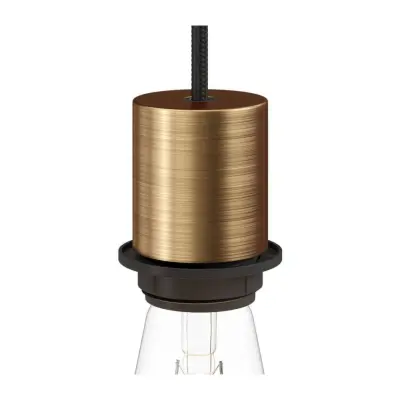 Kit lamphållare E27 halv gängad med dold dragavlastare satin brons