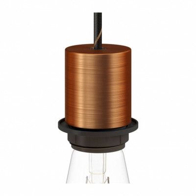 Kit lamphållare E27 halv gängad med dold dragavlastare satin koppar