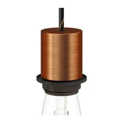 Kit lamphållare E27 halv gängad med dold dragavlastare satin koppar