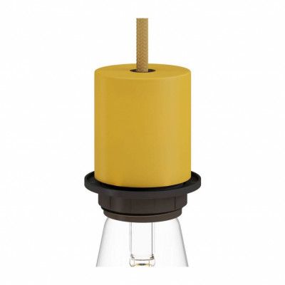 Kit lamphållare E27 halv gängad med dold dragavlastare senap