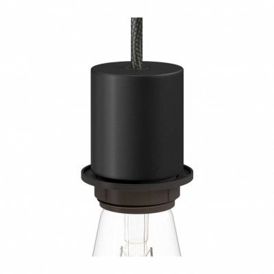 Kit lamphållare E27 halv gängad med dold dragavlastare svart