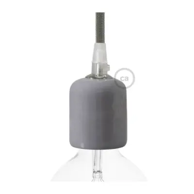 Kit lamphållare E27 i keramik grå