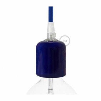 Kit lamphållare E27 i keramik mörkblå